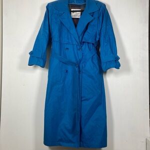 London Fog Maincoats Trench Coat Womens 6 Pet Zip Lining Button Blue Vintage